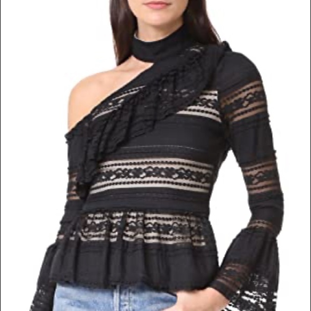Parker High Neck Lace Top in Black
